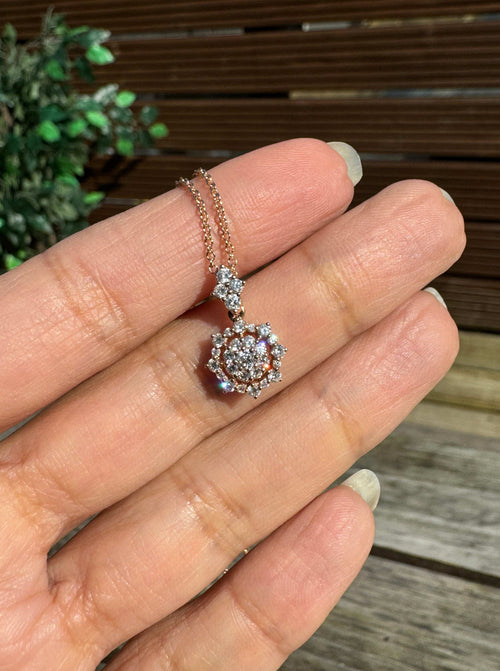Diamond 14 Carat Rose Gold Open Work Star Pendant Necklace