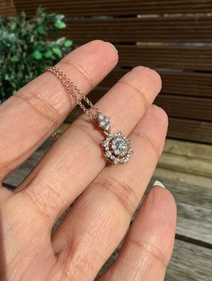 Diamond 14 Carat Rose Gold Open Work Star Pendant Necklace