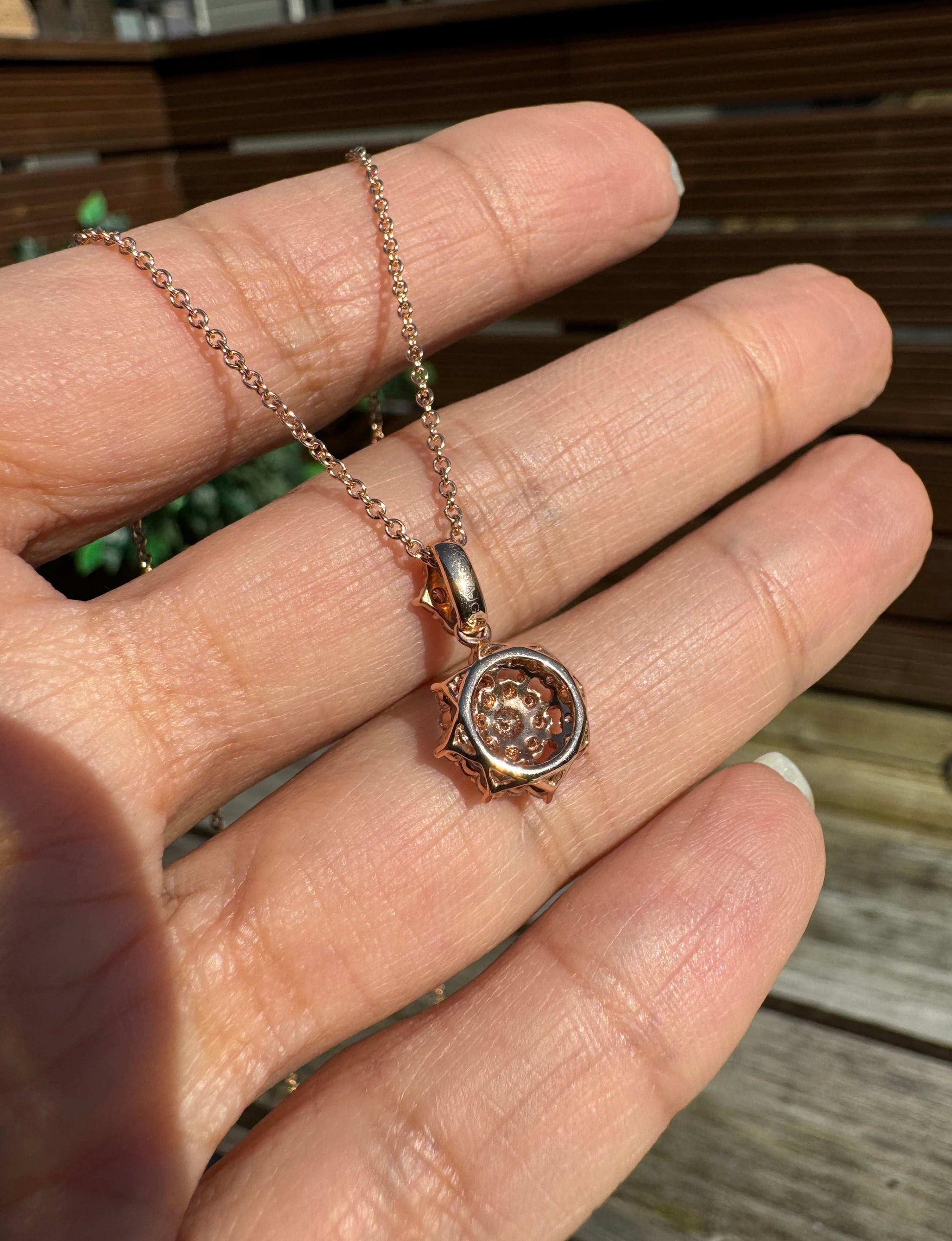 Diamond 14 Carat Rose Gold Open Work Star Pendant Necklace