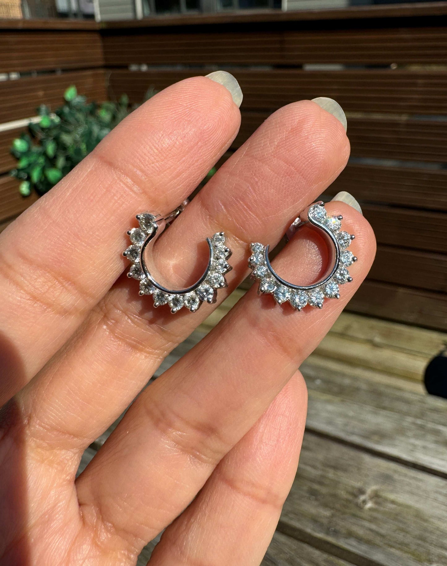 Diamond and 18 Carat White Gold Swirl Stud Earrings