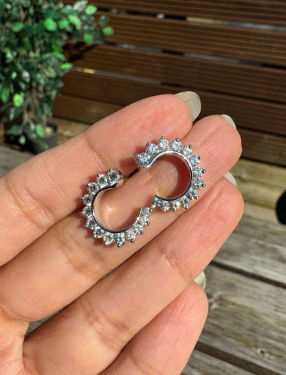 Diamond and 18 Carat White Gold Swirl Stud Earrings