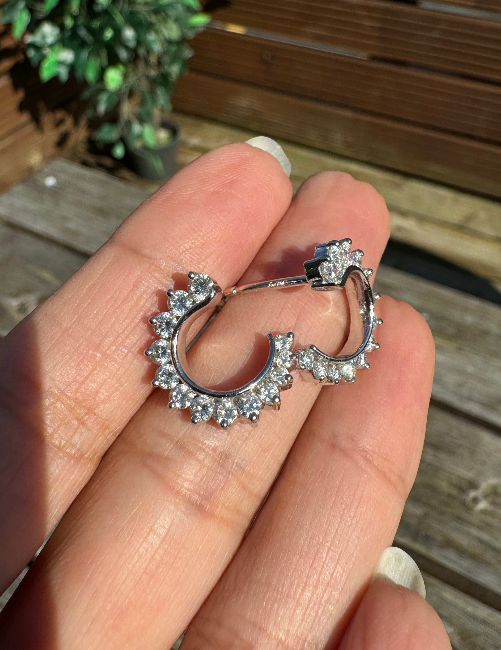 Diamond and 18 Carat White Gold Swirl Stud Earrings