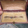 Antique Diamond, Sapphire & Ruby 9 Carat Rose Gold Bar Brooch, c.1910
