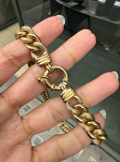 UnoAErre 9 Carat Yellow Gold Graduated Chunky Hollow Curb Link Chain, Italy