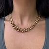 UnoAErre 9 Carat Yellow Gold Graduated Chunky Hollow Curb Link Chain, Italy