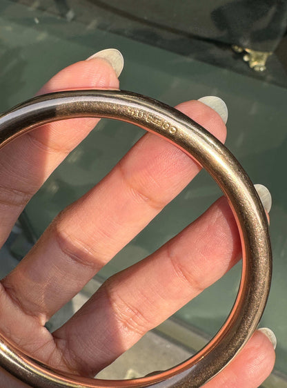 Antique Plain Hollow Bangle Bracelet in 15 Carat Rose Gold, London, 1920