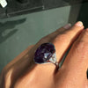 Oval Cabochon Amethyst and Diamond 18 Carat White Gold Dress Ring