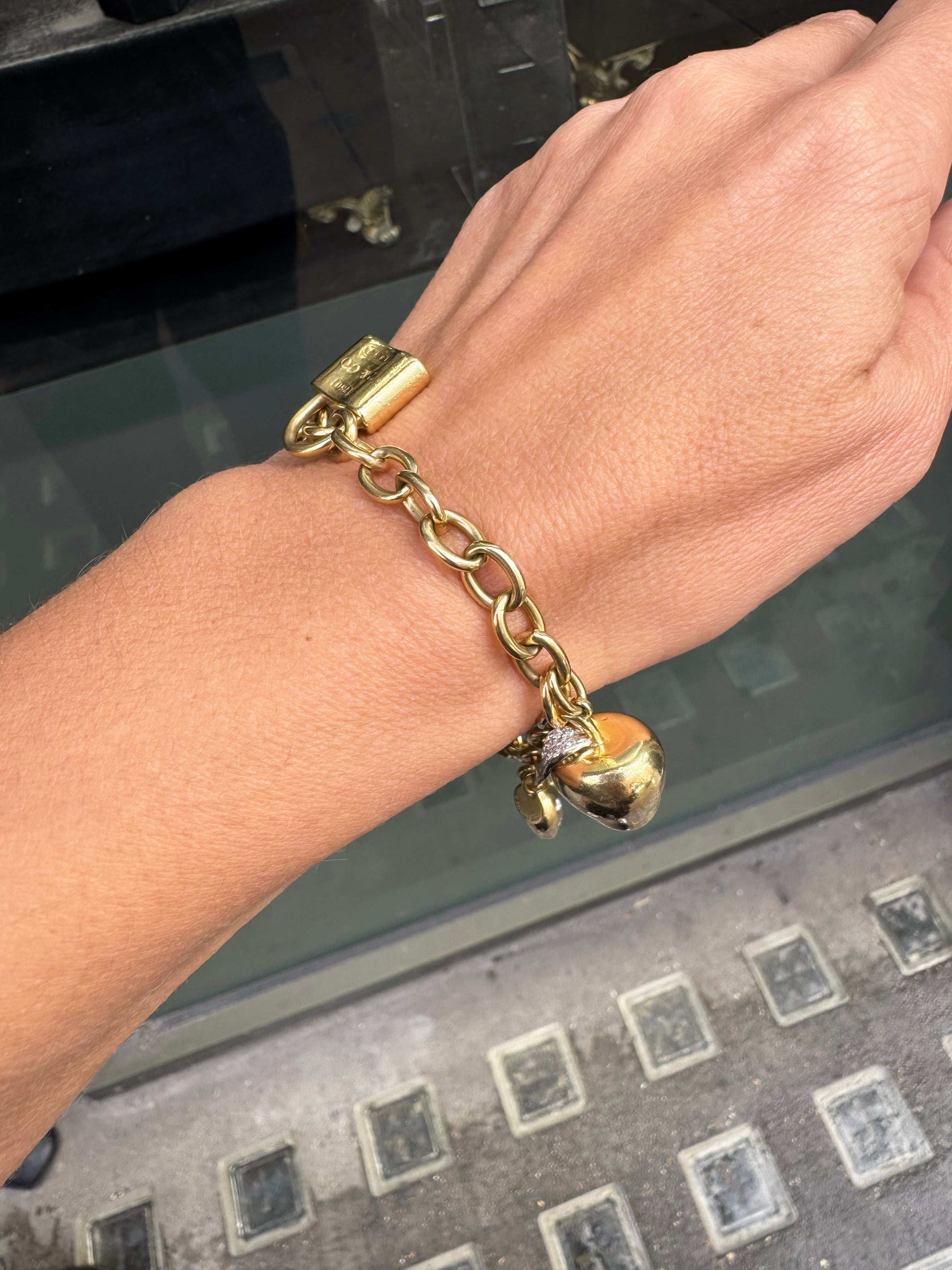 Tiffany & Co. 18 Carat Yellow Gold Chain Diamond Charm Bracelet