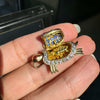 14K Yellow Gold and Enamel Moving Tortoise Charm with Hidden Hinged Compartment