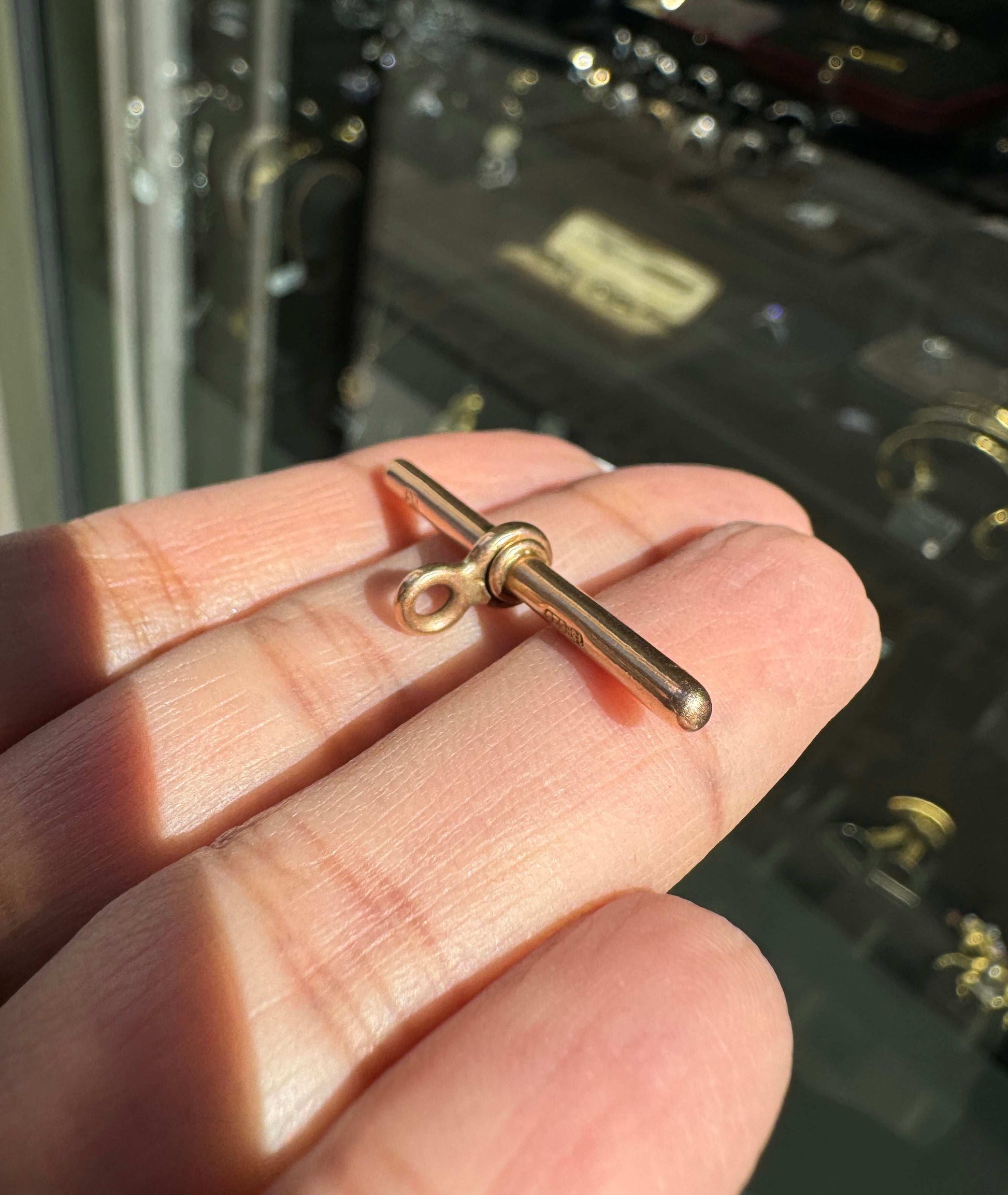 Late Victorian 15 Carat Rose Gold Antique T-bar Pendant, Circa 1900