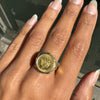 900 Dos Pesos Mexican Coin Gents Ring in 14 Carat Yellow Gold