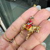 Vintage Enamel and 9K Yellow Gold 3D Royal Queen's Guard & Horse Charm