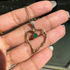 Vintage Emerald & 9 Carat Yellow Gold Open Work Heart Shape Pendant and Chain
