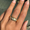 Antique Old Mine Cut Diamond 18K Yellow Gold Gents Three-Stone Ring