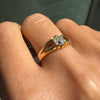 Antique Old Mine Cut Diamond & 18K Yellow Gold Solitaire Gents Ring, London 1904