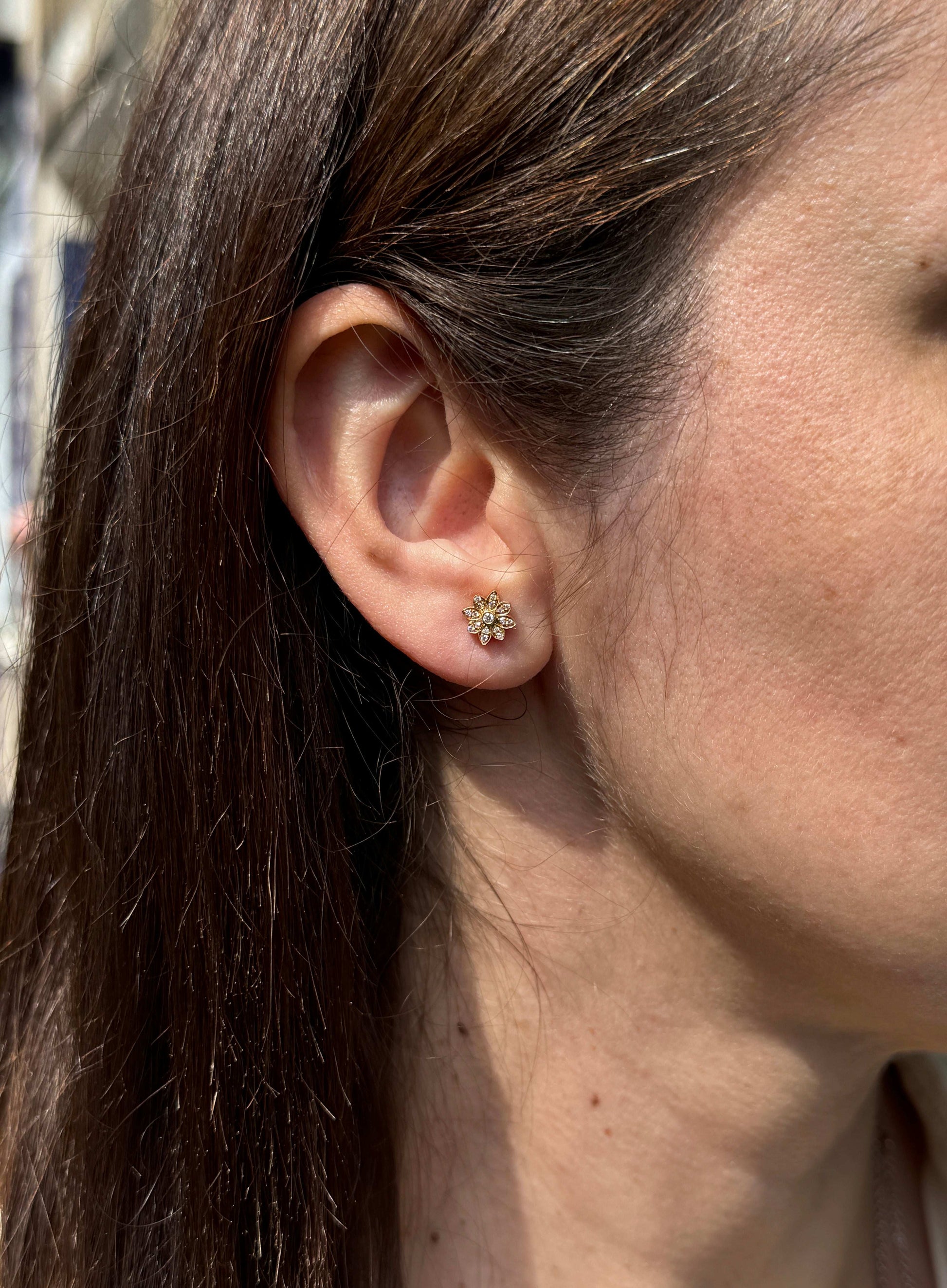 Tiffany & Co. Diamond and 18 Carat Rose Gold Floral Stud Earrings