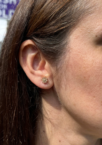 Tiffany & Co. Diamond and 18 Carat Rose Gold Floral Stud Earrings