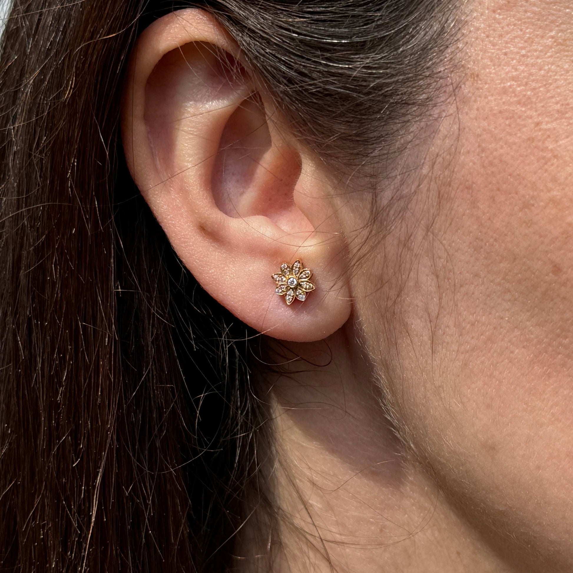 Tiffany & Co. Diamond and 18 Carat Rose Gold Floral Stud Earrings