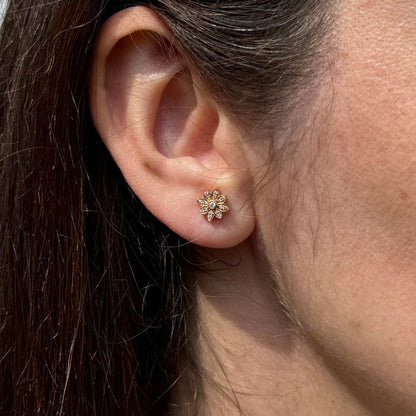 Tiffany & Co. Diamond and 18 Carat Rose Gold Floral Stud Earrings