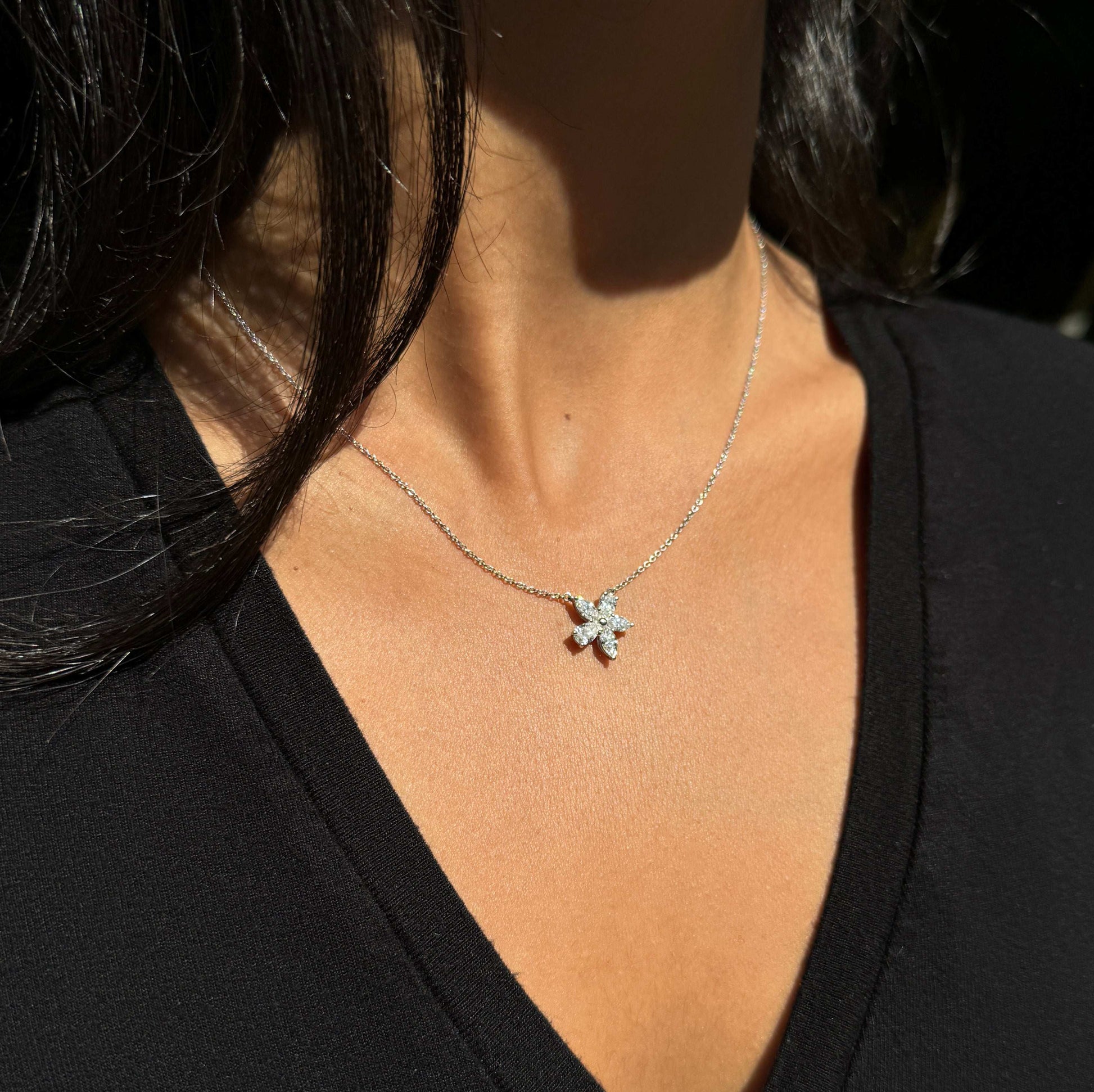 Tiffany & Co Victoria Mixed Diamond Cluster Platinum Pendant Necklace