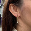 Cutured Pearl and 9 Carat Yellow Gold Bar Drop Earrings
