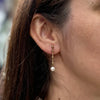 Cutured Pearl and 9 Carat Yellow Gold Bar Drop Earrings