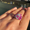 Marquise Ruby and Diamond 18 Carat White Gold Cluster Cocktail Ring