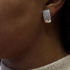 Diamond and 18 Carat White Gold Wide Lever-Back Earrings