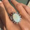 Vintage Oval Opal and Diamond 18 Carat Yellow and White Gold Cluster Dress Ring