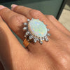 Vintage Oval Opal and Diamond 18 Carat Yellow and White Gold Cluster Dress Ring