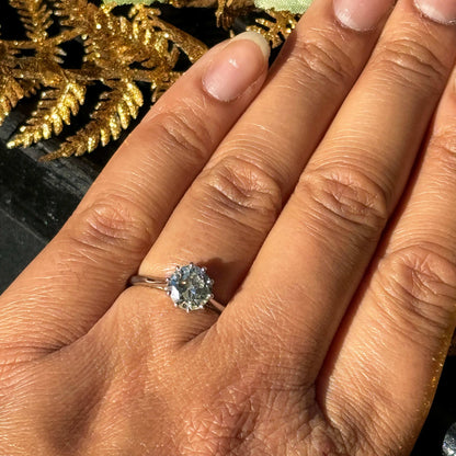 1.65ct Old Cut Diamond Palladium & 18 Carat White Gold Solitaire Engagement Ring