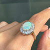 Vintage 18 Carat Yellow Gold Oval Opal and Diamond Cluster Ring