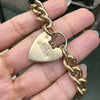 Vintage style 9 Carat Gold Curb Link Chain Bracelet with Heart Padlock