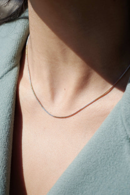 18 Carat White, Yellow and Rose Gold 15" Tricolour Popcorn Chain