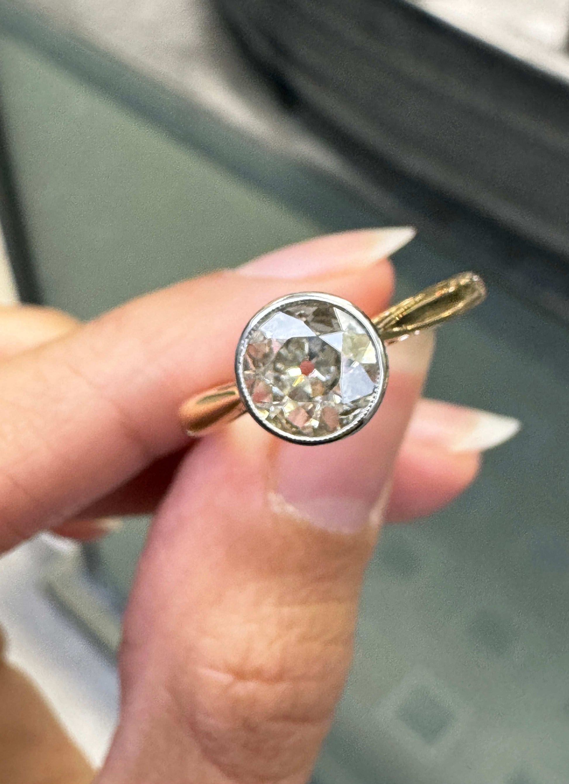 detail of diamond solitaire ring