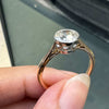 Art Deco 18 Carat Gold and Platinum Solitaire Diamond Ring in Rub-Over Setting