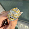 Diamond 18 Carat Yellow and White Gold Textured Bombé Dome Cocktail Ring
