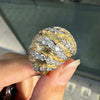 Diamond 18 Carat Yellow and White Gold Textured Bombé Dome Cocktail Ring