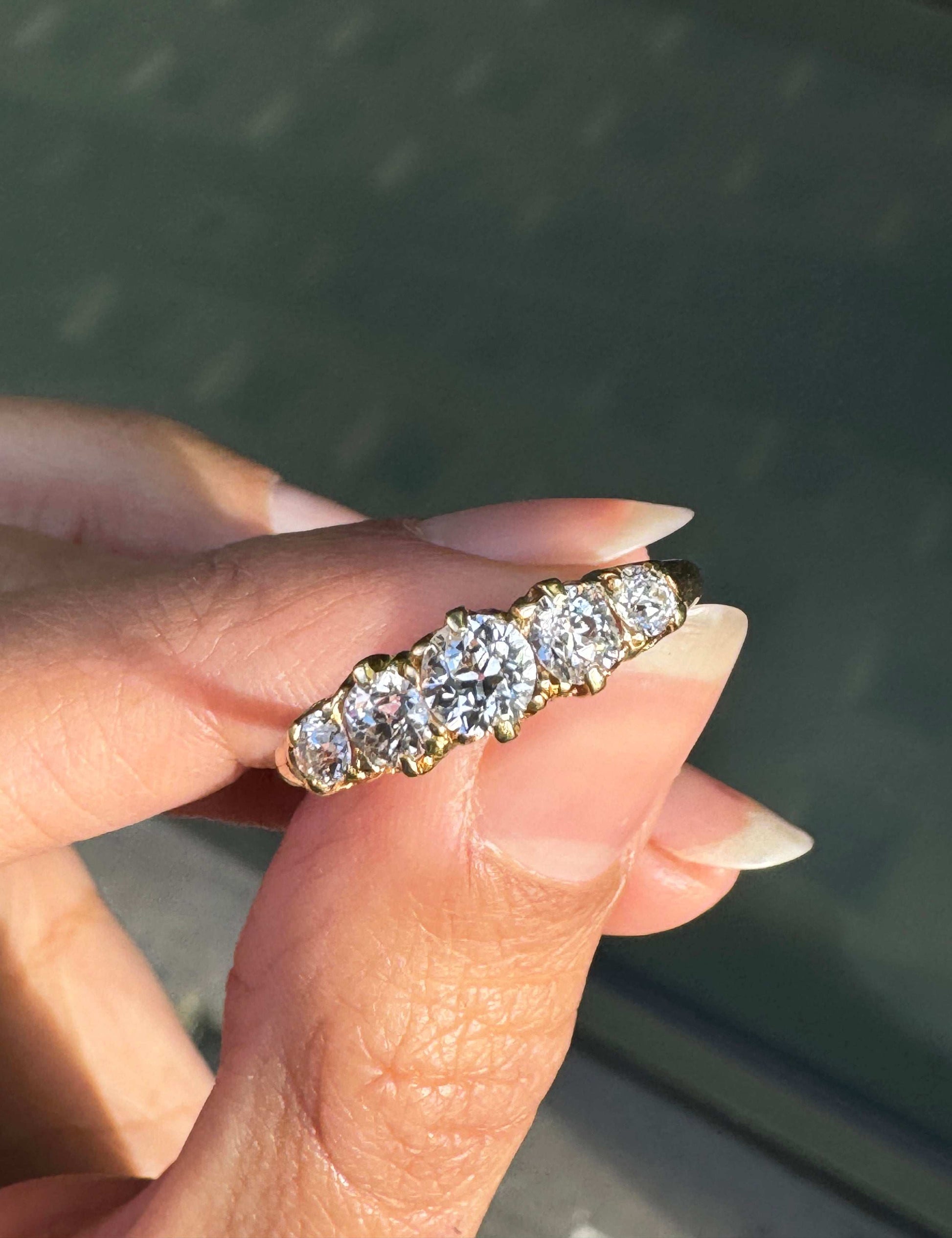 close up of vintage diamond ring