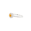 1.17ct Orange Sapphire and Diamond Halo 18K White Gold Cluster Engagement Ring