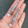 18ct White Gold, Diamond and Pearl Drop Earrings