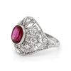 Antique Ruby and Diamond Platinum Dome Cluster Cocktail Ring, Circa 1920s