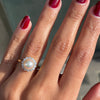 Pearl and Diamond 18 Carat Yellow Gold Cluster Flower Engagement Ring