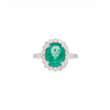 2.39ct Oval Emerald and Diamond Halo 18 Carat White Gold Cluster Engagement Ring