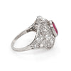 Antique Ruby and Diamond Platinum Dome Cluster Cocktail Ring, Circa 1920s