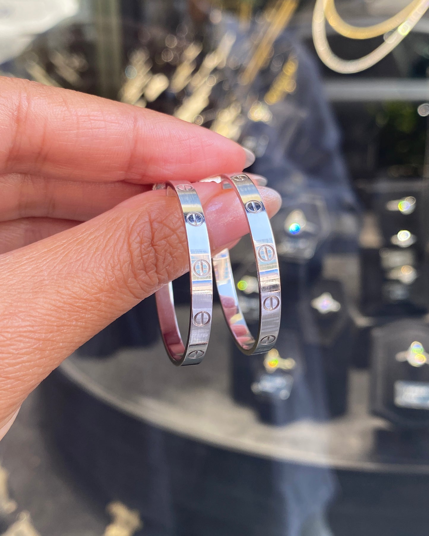 Cartier LOVE 18 Carat White Gold Large Hoop Earrings