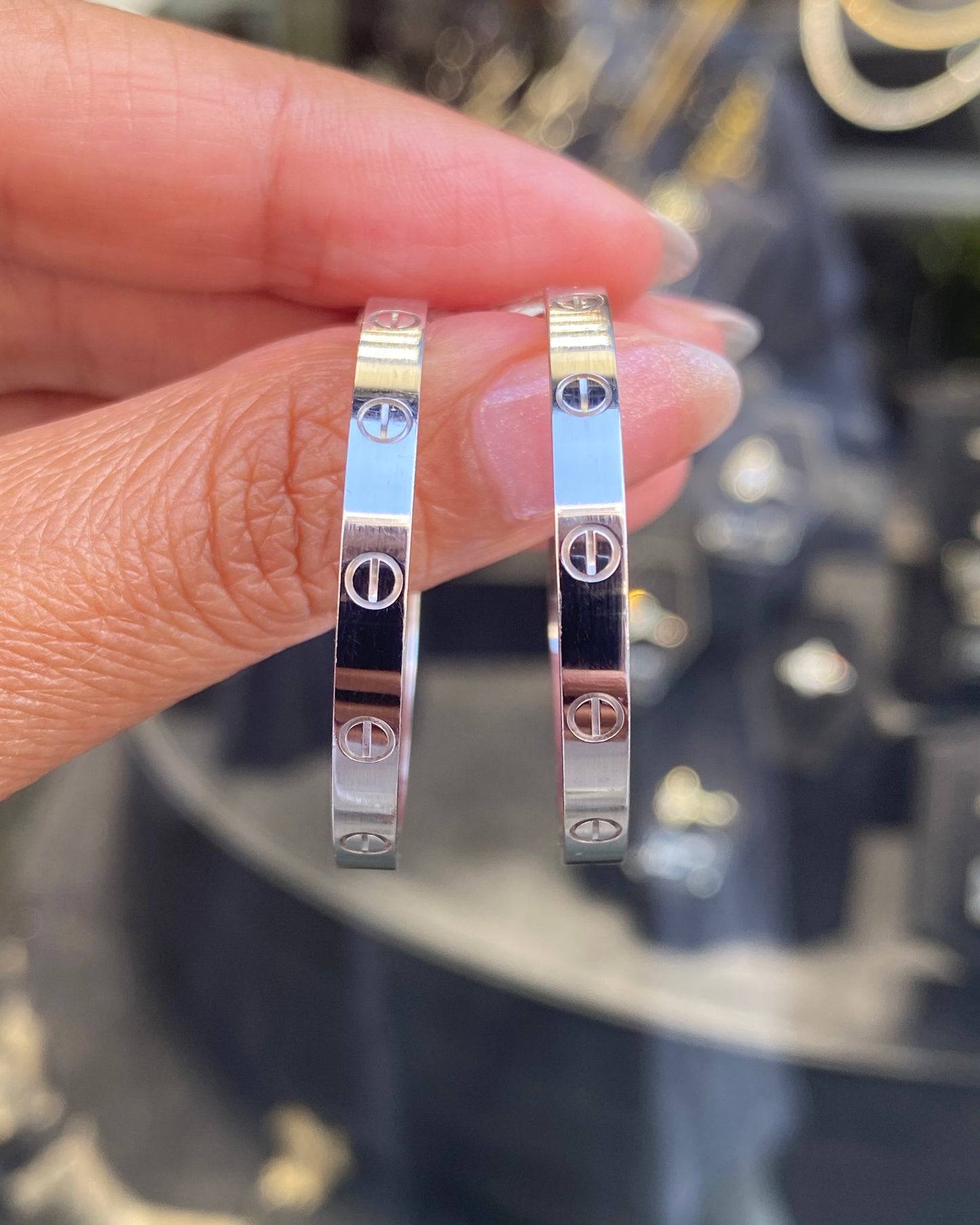 Cartier LOVE 18 Carat White Gold Large Hoop Earrings