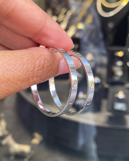 Cartier LOVE 18 Carat White Gold Large Hoop Earrings