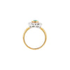 0.84ct Oval Emerald and Diamond Halo 18K Yellow and White Gold Cluster Ring