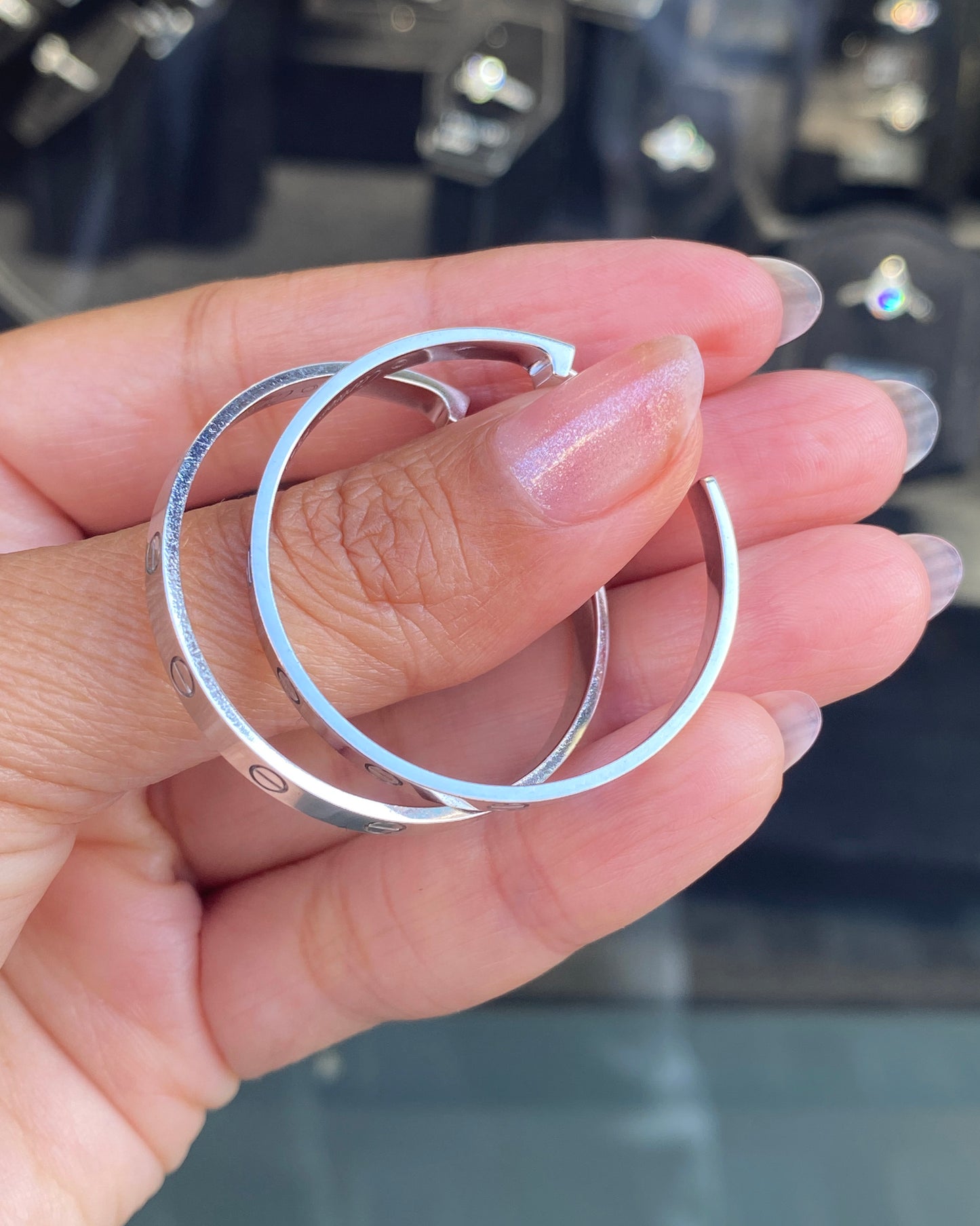 Cartier LOVE 18 Carat White Gold Large Hoop Earrings